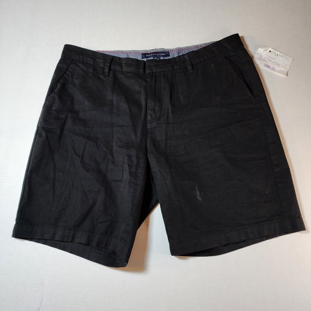 Tommy Hilfiger Womens Black Chino Shorts Sz 14 NWT Cotton Stretch Mid Rise 9in